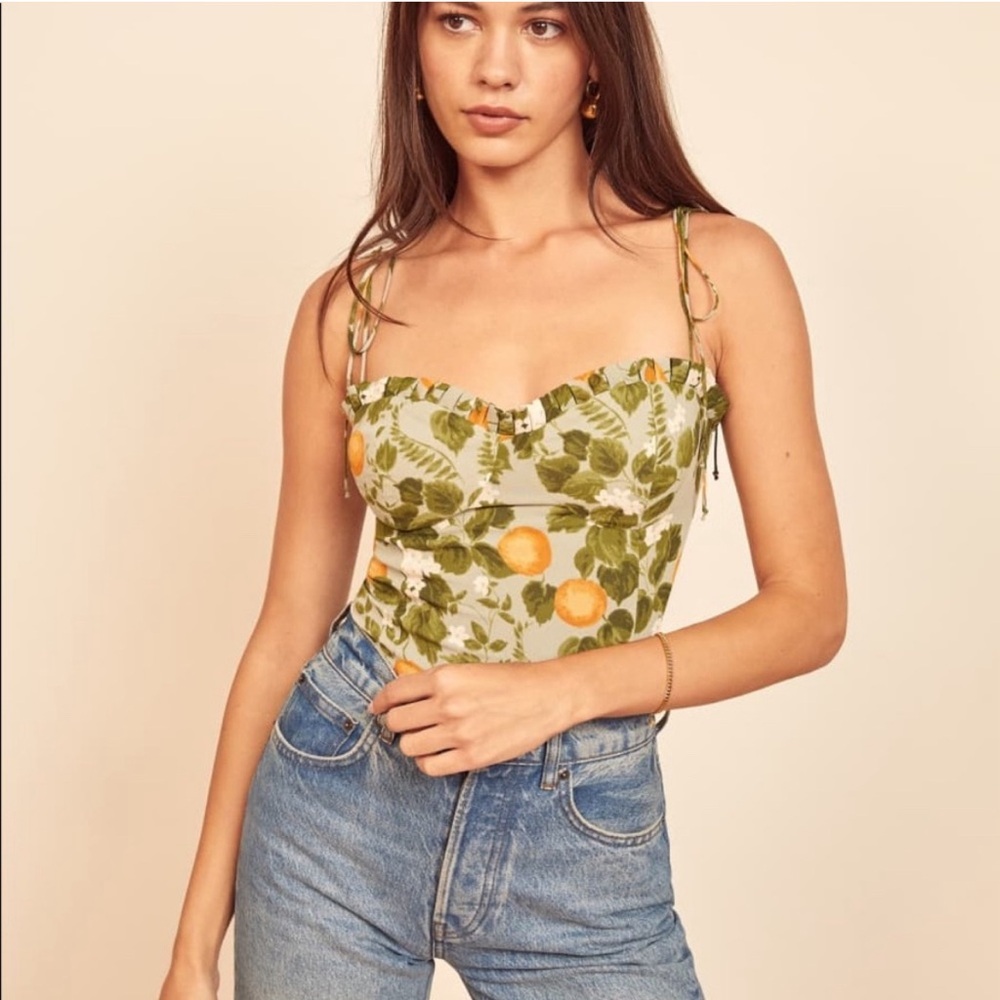 Reformation Orange Printed Top